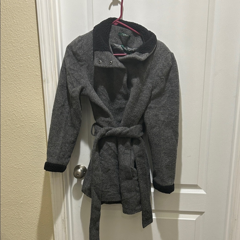 Ralph Lauren Gray and Black Wool Coat